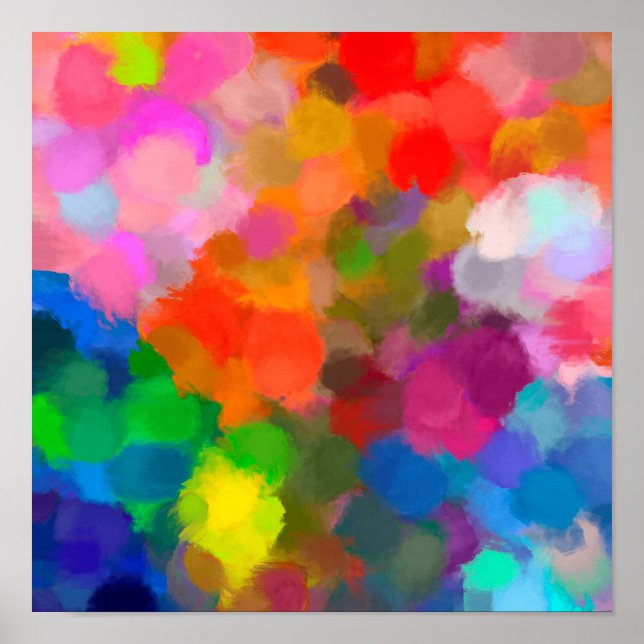 Póster Pôster de pinceladas de tinta coloridas abstratas (Frente)