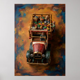 Poster Pôster de pintura a óleo de mercado de caminhão de