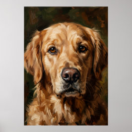 Poster Pôster de pintura a óleo do Golden Retriever | Cac