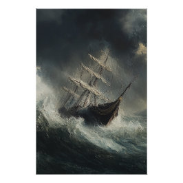 Póster Poster de Pintura em veleiro Stormy Seas