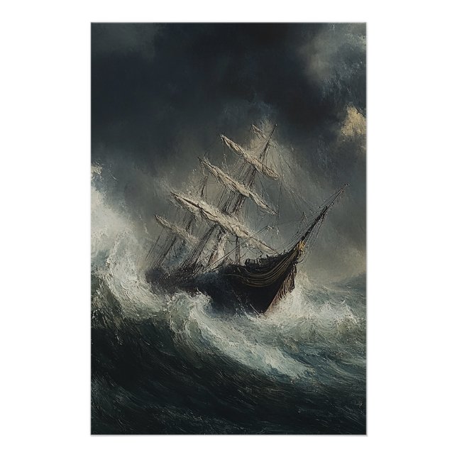 Póster Poster de Pintura em veleiro Stormy Seas (Frente)