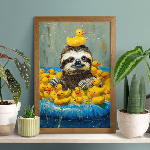 Poster Pôster de Piscina de Pato de Borracha de Preguiça 