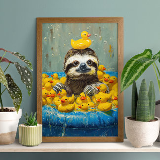 Poster Pôster de Piscina de Pato de Borracha de Preguiça 