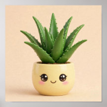 Pôster de Planta Interna Kawaii Aloe Vera