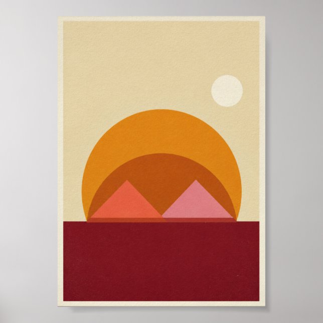 Poster Pôster de Pôr do Sol Geométrico Abstrato (Frente)