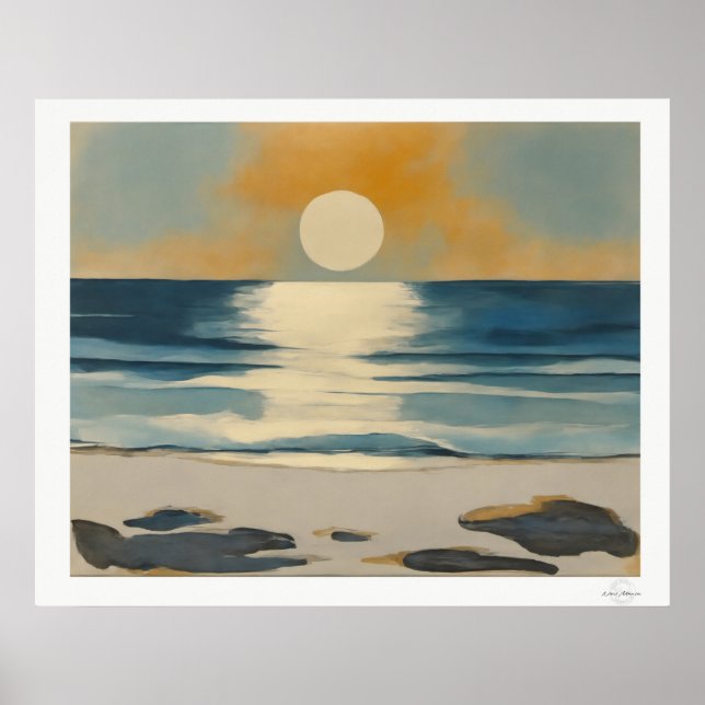 Poster Pôster de Pôr do Sol Sobre o Mar (Frente)