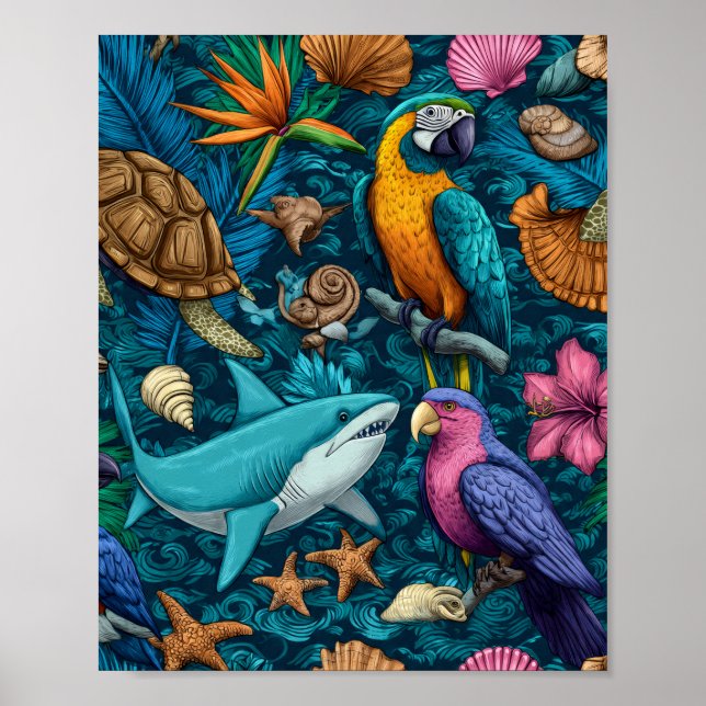 Poster Pôster de Presente com Padrão de Animais de Verão  (Frente)