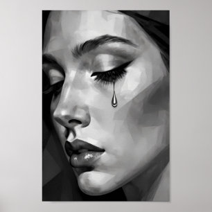 Poster Pôster de retrato monocromático da dor silenciosa