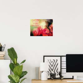 Poster Pôster de Rosas Cor-de-Rosa com Dito Inspirador