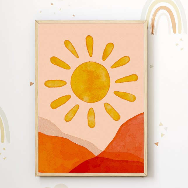Poster Pôster de Sala de Bebês Boho Sun Crianças Impressã (Criador carregado)