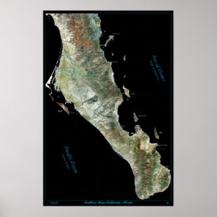 Poster Pôster de satélite do sul da Baja Califórnia, Méxi