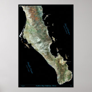 Poster Pôster de satélite do sul da Baja Califórnia, Méxi