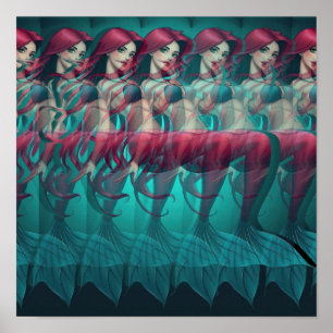 Poster Pôster de Sereia Estereograma 3D