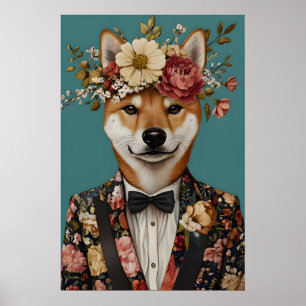 Poster Pôster de Shiba Inu de Terno, Retrato de Shiba Inu