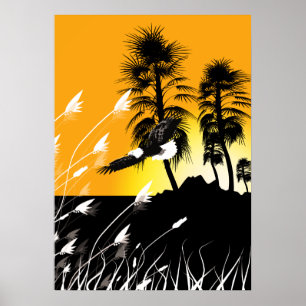 Poster Pôster de Silhuetas de Águia Deserto de Verão