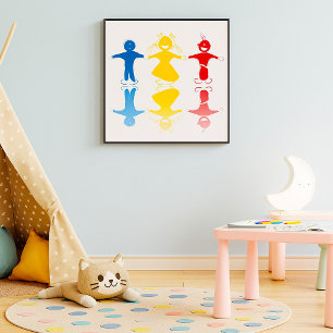 Poster Pôster de Silhuetas de Crianças Felizes