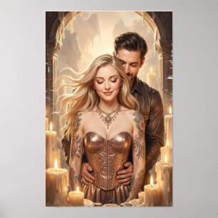 Poster Pôster de Sonho de Romance com Vela Dourada
