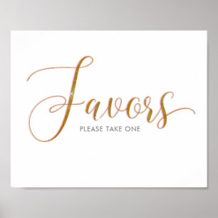Poster Pôster de texto em script com brilho dourado Favor