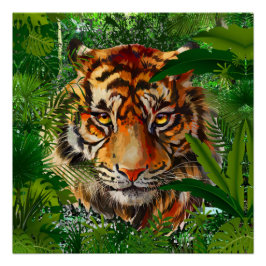 Póster Poster de Tigre Selvagem - Poster de Tigre Colorid