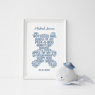 Poster Pôster de Tipografia Urso de Pelúcia Azul (Matte)