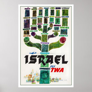 Poster Pôster de Viagem Antigo de Candelabro de Hanukkah 
