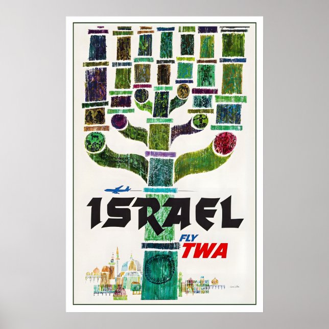 Poster Pôster de Viagem Antigo de Candelabro de Hanukkah  (Frente)