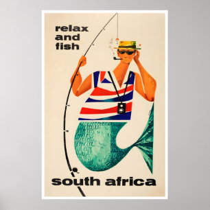 Poster Pôster de Viagem Arte Africana África do Sul Pesca