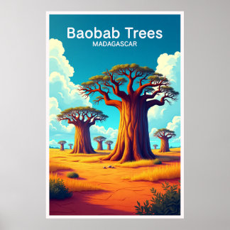 Poster Pôster de Viagem Árvores Baobá Madagascar