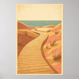 Poster Pôster de Viagem Costeira Calçadão da Duna Dourada