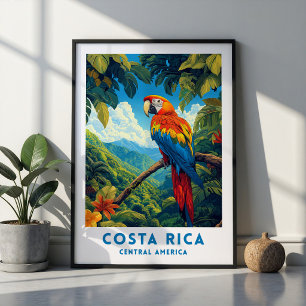 Poster Pôster de Viagem de Papagaio da Costa Rica Arte de