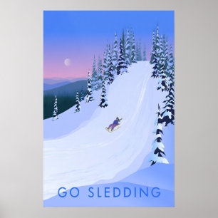 Poster Pôster de Viagem para Deslizar no Trineo