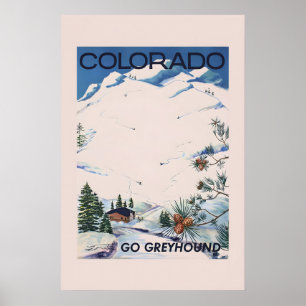 Poster Pôster de Viagem Vintage dos Anos 60 Esquiar Color