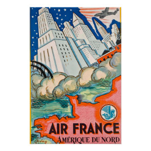 Póster Poster de viagens de companhias aéreas Art deco
