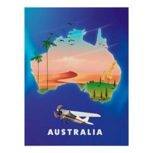 Póster Poster de viagens de Férias da Austrália