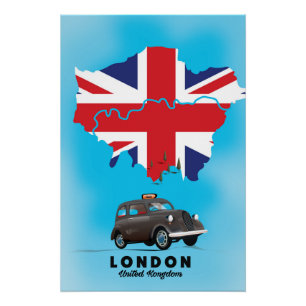 Póster poster de viagens de mapa ilustrado de Londres