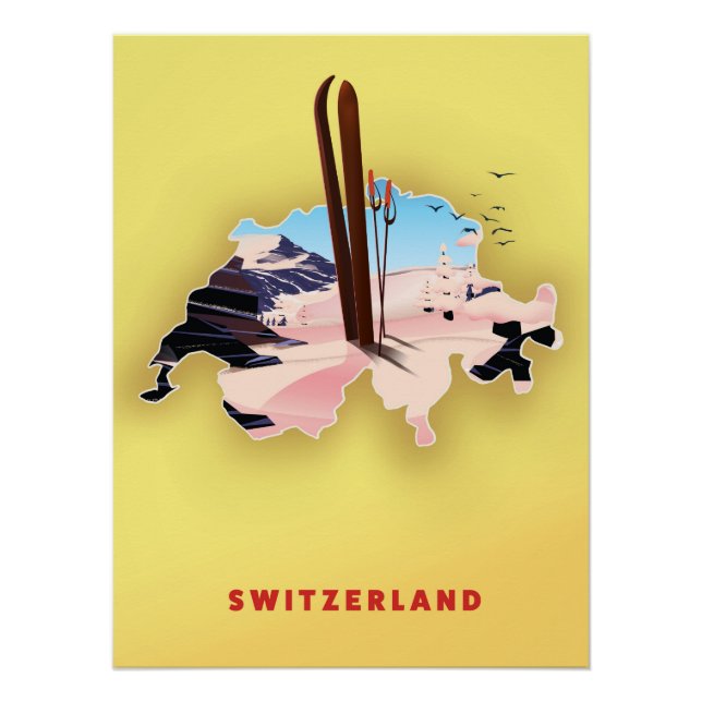 Póster poster de viagens desportivo de suiça (Frente)