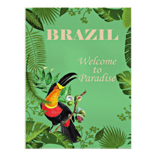 Póster Poster de viagens do Brasil, tucano,