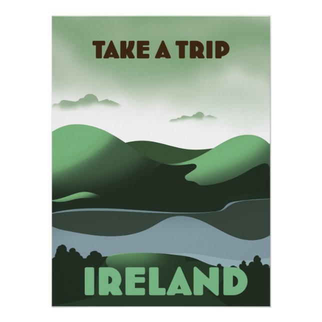 Póster Poster de viagens do estilo de colheita da Irlanda (Frente)