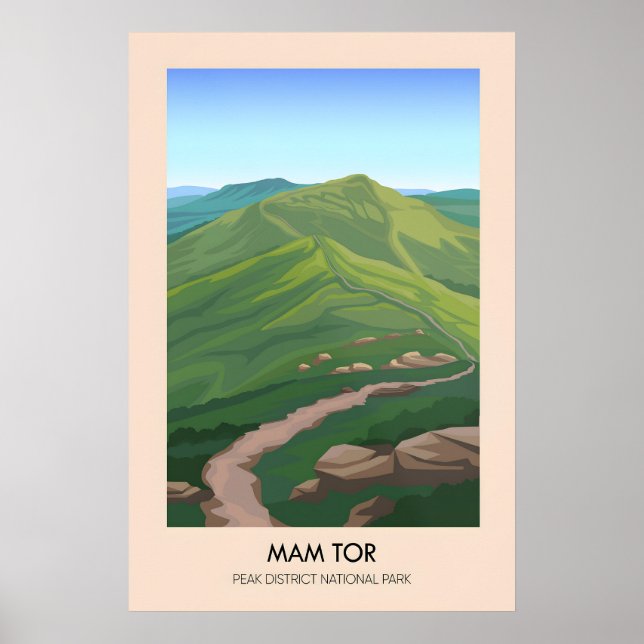 Poster Pôster de Viagens Mam Tor Peak District (Frente)