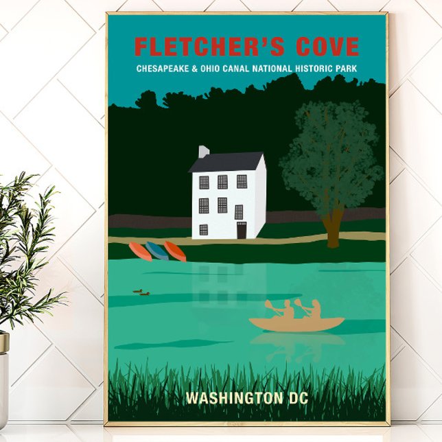 Póster Poster de viagens Retro Fletcher Cove Washington D (Criador carregado)