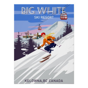 Póster Poster de viagens Ski Big White resort vintage
