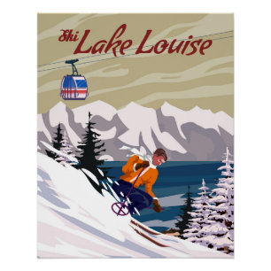 Póster Poster de viagens Ski Canadian Lake Louise resort