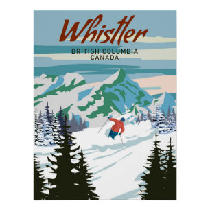 Póster Poster de viagens Whistler Ski resort vintage