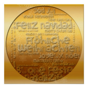 Póster Poster de Weihnachten Navidad Xmas Dourada