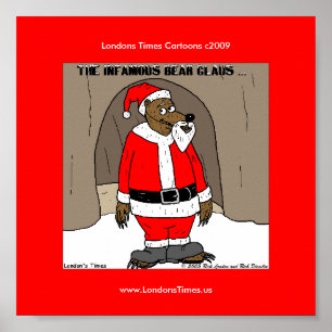 Poster Pôster Divertido de Natal do Urso Papai Noel