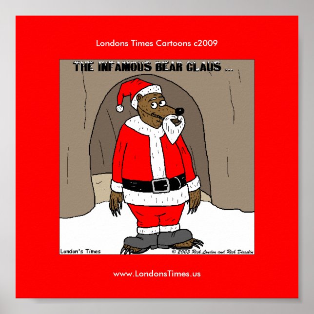 Poster Pôster Divertido de Natal do Urso Papai Noel (Frente)