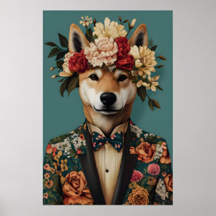 Poster Pôster do Akita Terno, Retrato do Akita, Óleo do A
