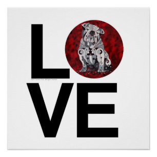 Póster Poster do amor do cão de Bull