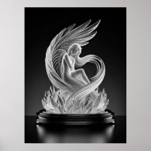 Poster Pôster do Anjo de Cristal Digital de IA