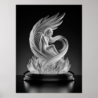 Poster Pôster do Anjo de Cristal Digital de IA